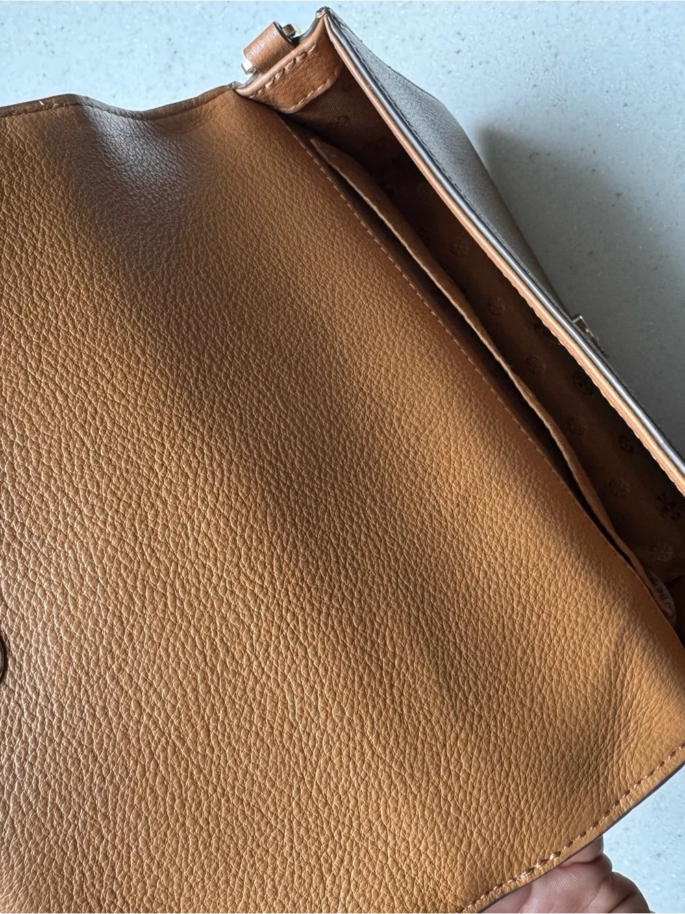 Tory Burch Cognac Pebbled Leather Crossbody Bag